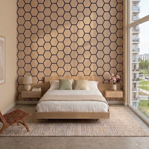 Akustiikkapaneeli Hexagon - Vaalea Tammi - Pähkinä 20x620x760mm
